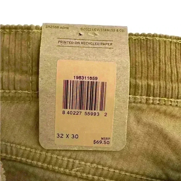 Levi's 314 Women's Size 32 x 30 Tan Mid-Rise Shaping Straight Corduroy Jeans NEW - Picture 4 of 11